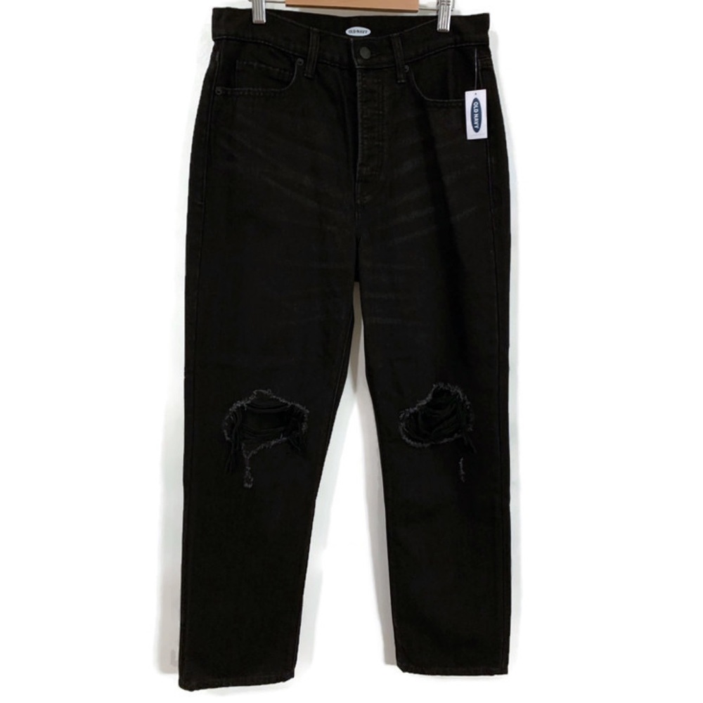 NWT Black Straight Leg Distressed Ankle Jeans